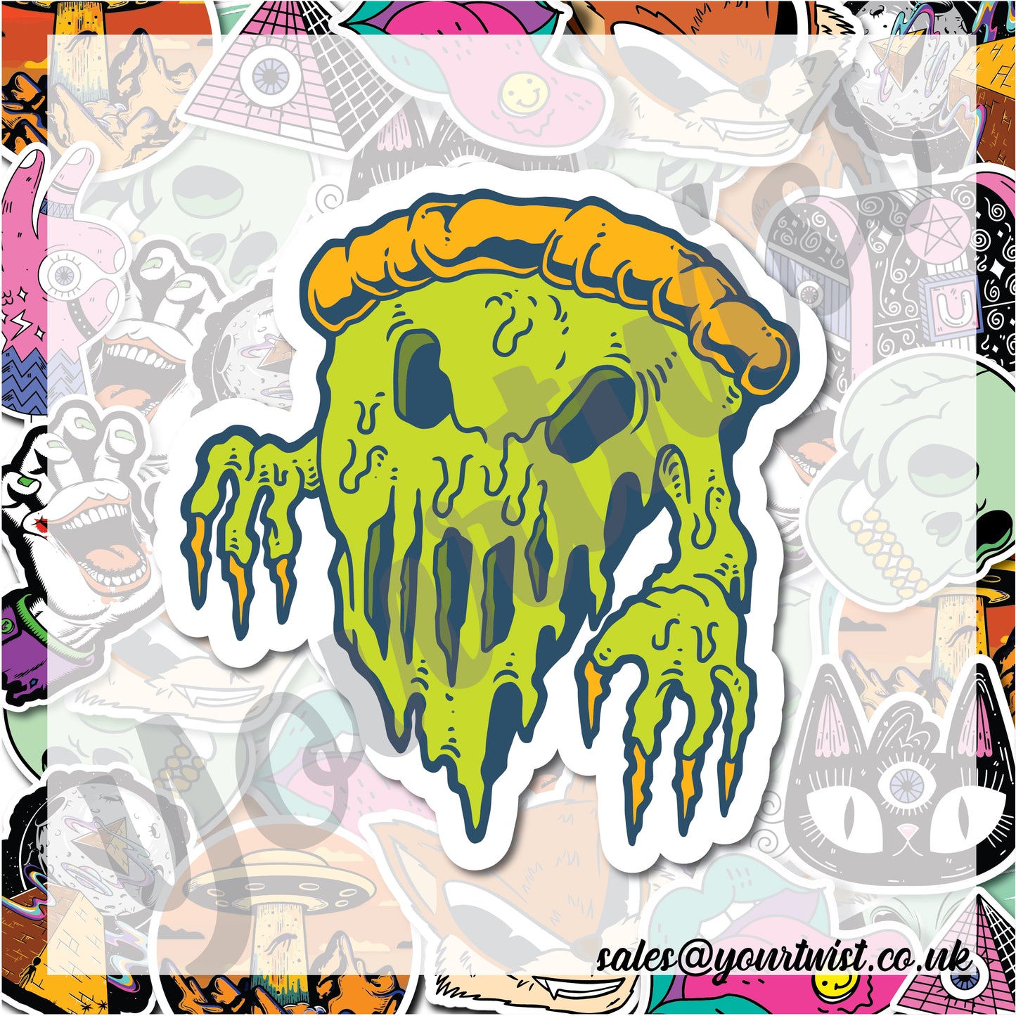 Slime Monster Pizza Sticker
