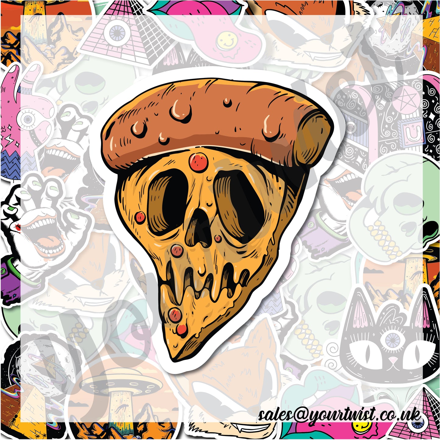 Undead Monster Pepperoni Slice Sticker
